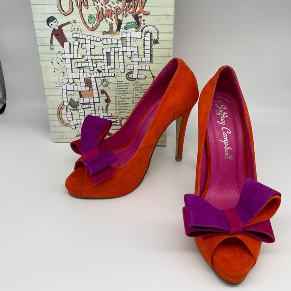 Jeffrey Campbell Shoes - Jeffrey Campbell "Garrett" Women Orange Purple Bow Heels US Size 6